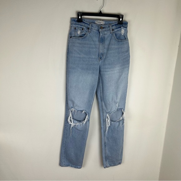 Abercrombie & Fitch Ultra High Rise 90s Straight Jean Distressed Size 28 / 6 - Picture 2 of 6